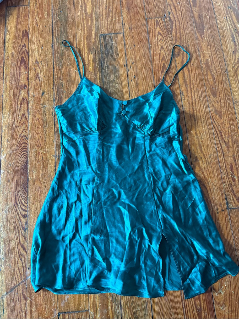 Victoria's Secret Green Satin Slip Chemise